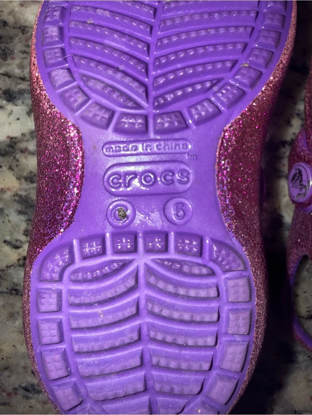 Crocs Glitter Mary Jane Sandals - Pink Purple size 5 child